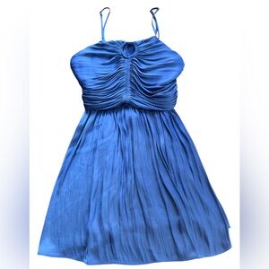 House of Harlow 1960 Royal Blue Satin Ruched Skater Mini Party Dress Size Small